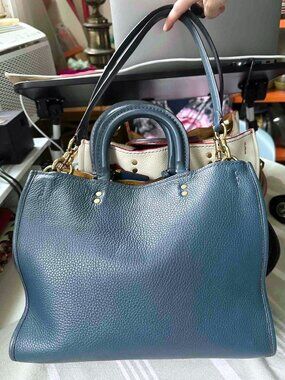 COACH Rogue 30/31 1941 DarkDenimBluebrass pebbledLeather 3way shoulderbagsatchel